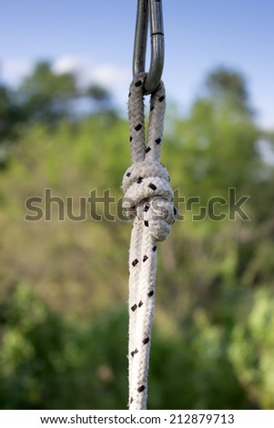 Rope with knot. Outdoor close up with natural light