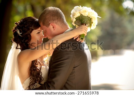 Bride and groom on a romantic moment