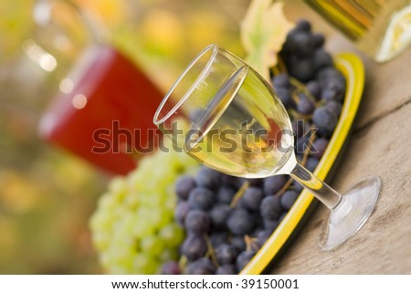 A still life composition with grape, must and wine.