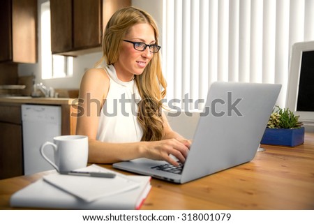 Writer blogger independent freelance blog journalist working typing home laptop computer pretty