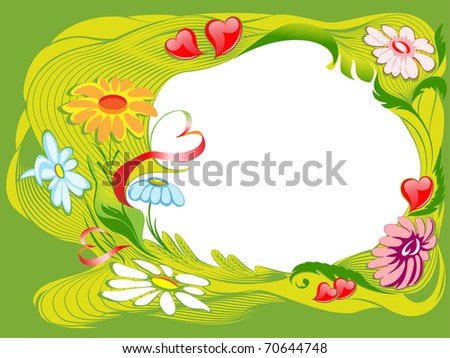 Decorative framework with flowers and hearts