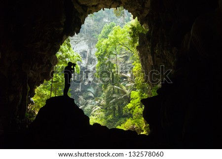 Man inside a cave