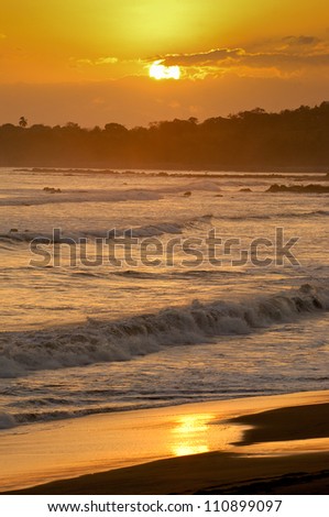 Sunset Beach, dusk, Los Destiladeros beach, Los Santos province, Panama, Central America