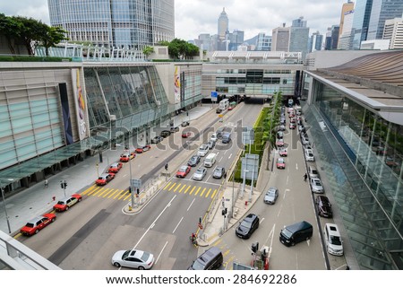 HONG KONG - MAY 7: Central District: Traffic and city life in this Asian international business and financial center. The city is one of the most populated areas in the world. Hong Kong May 7, 2015.