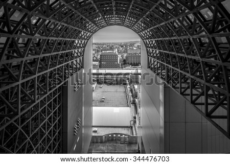KYOTO - NOVEMBER 20: Kyoto Station main hall November 20, 2015 in Kyoto, JP. It is Japan\'s second-largest station building.
