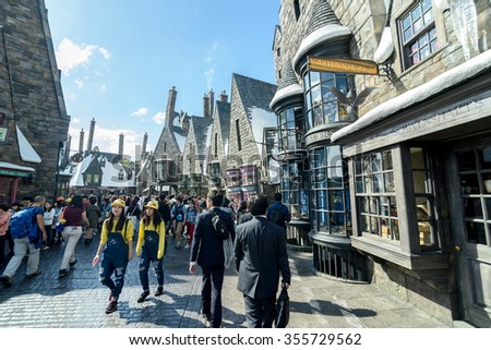 OSAKA, JAPAN - OCT 31, 2015: Universal Studios Japan (USJ). According to 2014 Theme Index Global Attraction Attendance Report, USJ is ranked fifth among the top 25 amusement parks worldwide.