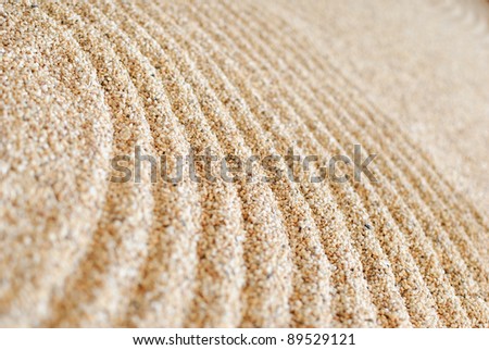 Close up of sand zen garden