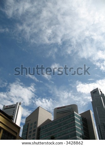 Central business district (cbd) at raffles place, singapore, where all the commercial buildings and banks are located.