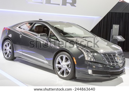 The 2015 Cadillac ELR Electric Hybrid Coupe at The North American International Auto Show January 13, 2015 in Detroit, Michigan.