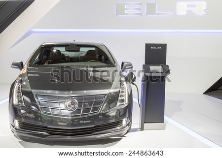 The 2015 Cadillac ELR Electric Hybrid Coupe at The North American International Auto Show January 13, 2015 in Detroit, Michigan.