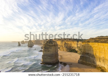 Cloudy blue sky at twelve apostles attractions on Green Ocean Road Australia