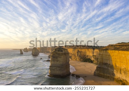 Sunset cloudy at twelve apostles attractions on Green Ocean Road Australia