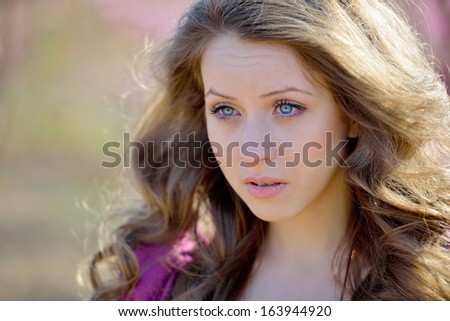 young crying  woman portrait outdoor