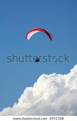 colourful parachute in the blue sky