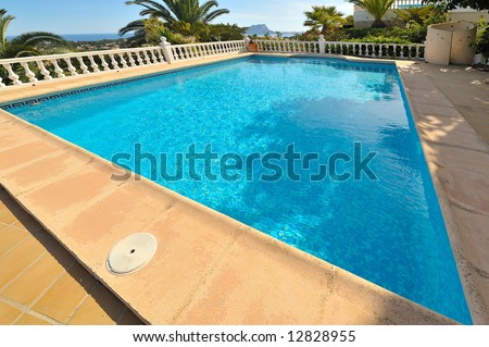 swimming pool in the yard of a luxury house