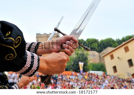 Denia, Spain, august 14:2008 - Moors and Christians - spanish people in fiesta