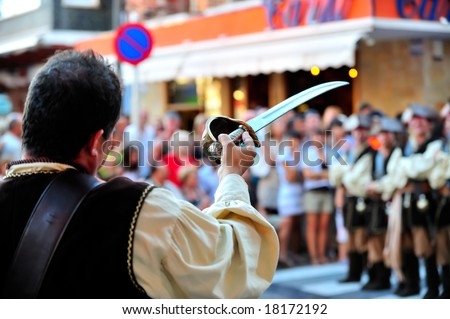 Denia, Spain, august 14:2008 - Moors and Christians - spanish people in fiesta