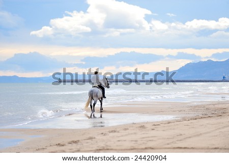 person riding on the beach