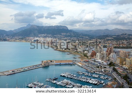 aerial view of mediterranean coast city