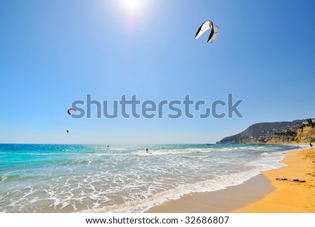 colorful para-glider over the sea