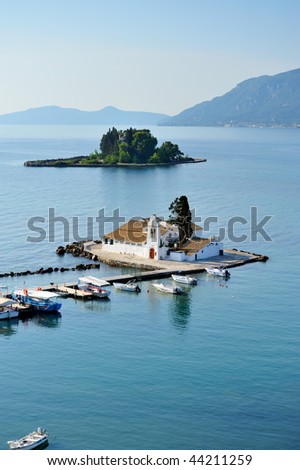 small church on Mouse Island,  Corfu, Greece