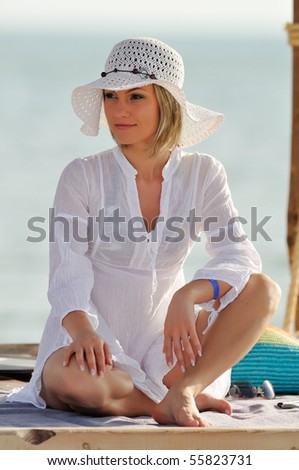 young beautiful woman outdoor in summer