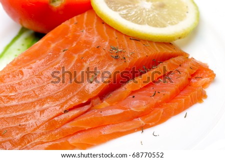 close-up of smoked salmon