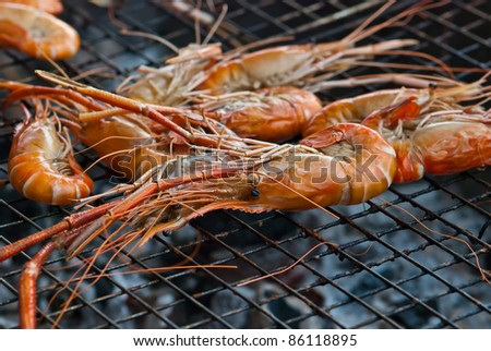 Nice and juicy large prawns grilled,can be use for Food/BBQ/summer holiday related concept design