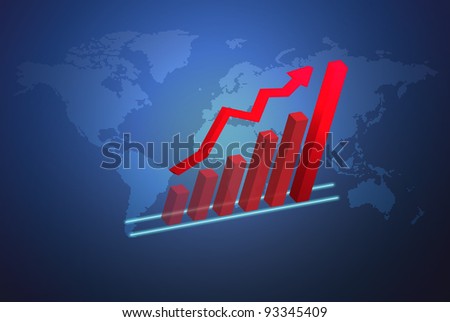 The global economy business concept with growth chart, can be use for related global business, finance futuristic minimalist concepts