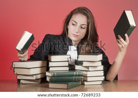 Young law school student choosing books