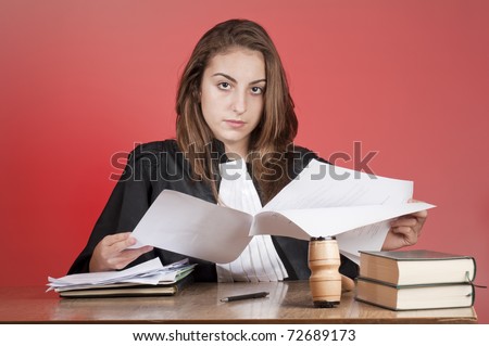 Young law school student reading files