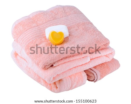 The soft, fluffy towels on a white background