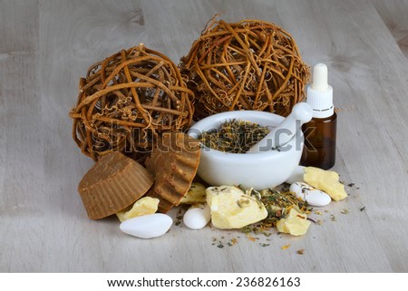 Natural cosmetics and soaps  handmade from organic oils and herbs.