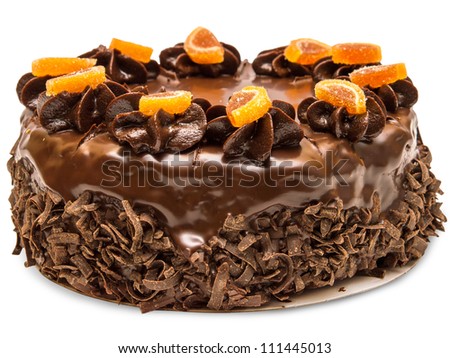 Chocolate cake isolated on white background