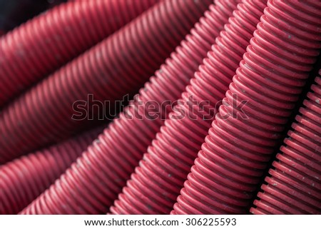 Corrugated pipes at a construction site