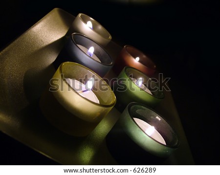 tea light candles on plate
