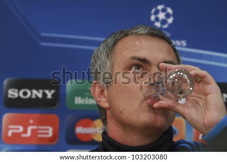 NICOSIA,CYPRUS,MARCH 26:Jose Mourinho during press conference of the UEFA Champions League match between APOEL and Real Madrid at GSP Stadium on March 26, 2012 in Nicosia, Cyprus.