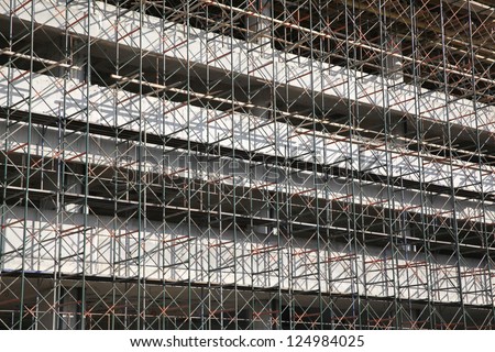 Temporary scaffold for construction works.