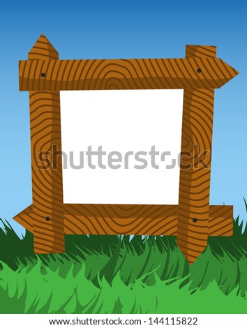 Wooden frame made of cartoon fence logs