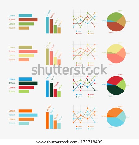 Set of clean color infographics charts
