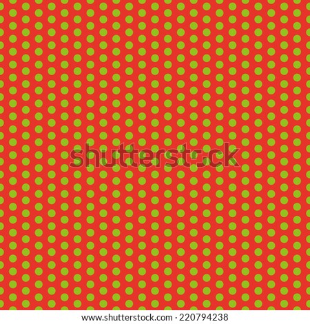 Red clean modern circle seamless Christmas wrapping background pattern with green circles