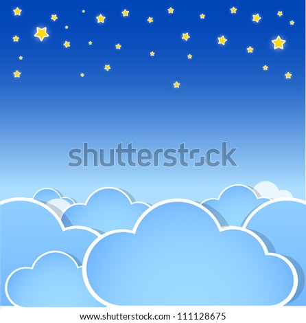 Stars over the clouds. Vector