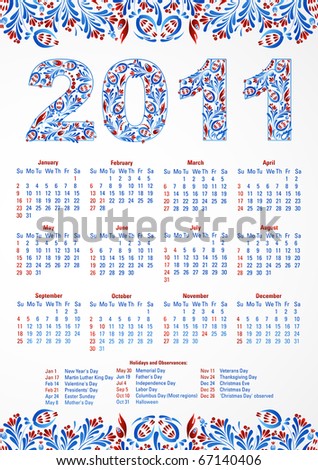 downloadable calendar 2011. 2011 Calendar Usa. stock