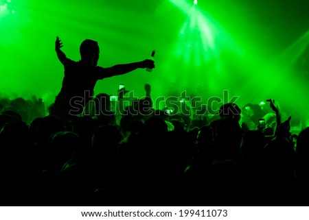 Man on shoulders in nightclub party rave silhouette