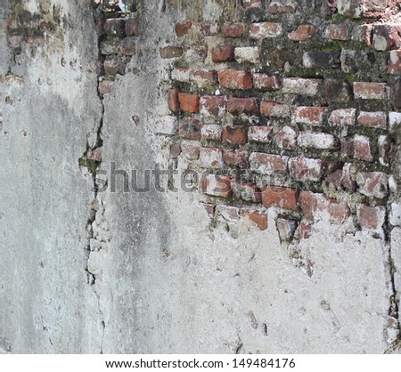 Crumbling Brick Wall - A section of an old and crumbling wall with underlying aged bricks exposed