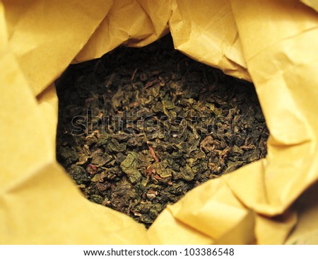 Green tea in a package