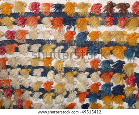 Old traditional handmade turkish woolen carpet with brushes