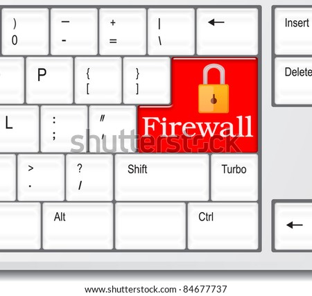 Firewall concept - computer keyboard with Firewall keypad