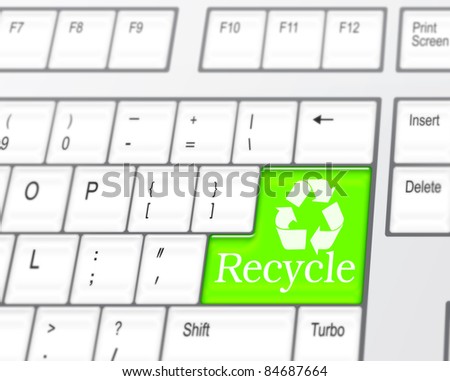 Recycle concept - computer keyboard with Recycle keypad