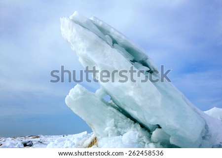 Large Offshore Ice Slabs on Lake Huron in Winter - Grand Bend, Ontario, Canada